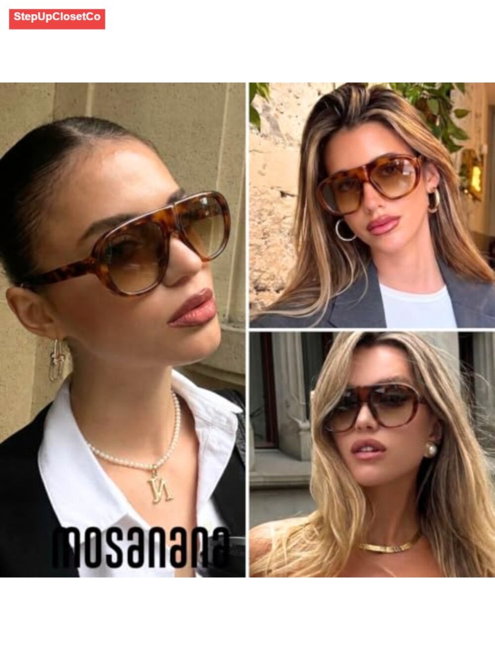 Oversized Aviator Sunglasses Women UV400 Retro Trendy - Picture 3 of 6